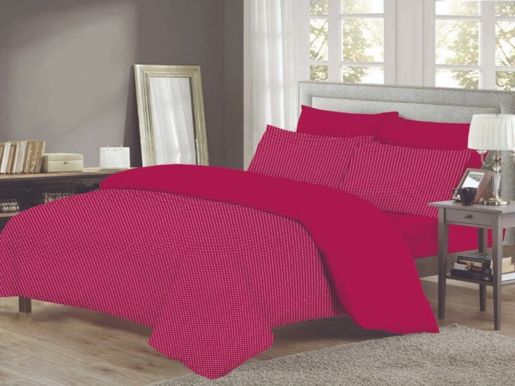 Σετ Σεντόνια Με Λάστιχο Βαμβακερά Κόκκινο Πουά Γαρύφαλλο | Γαρύφαλλο - Λευκά Είδη